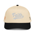 Beige and black cap with 'Faith' embroidery 