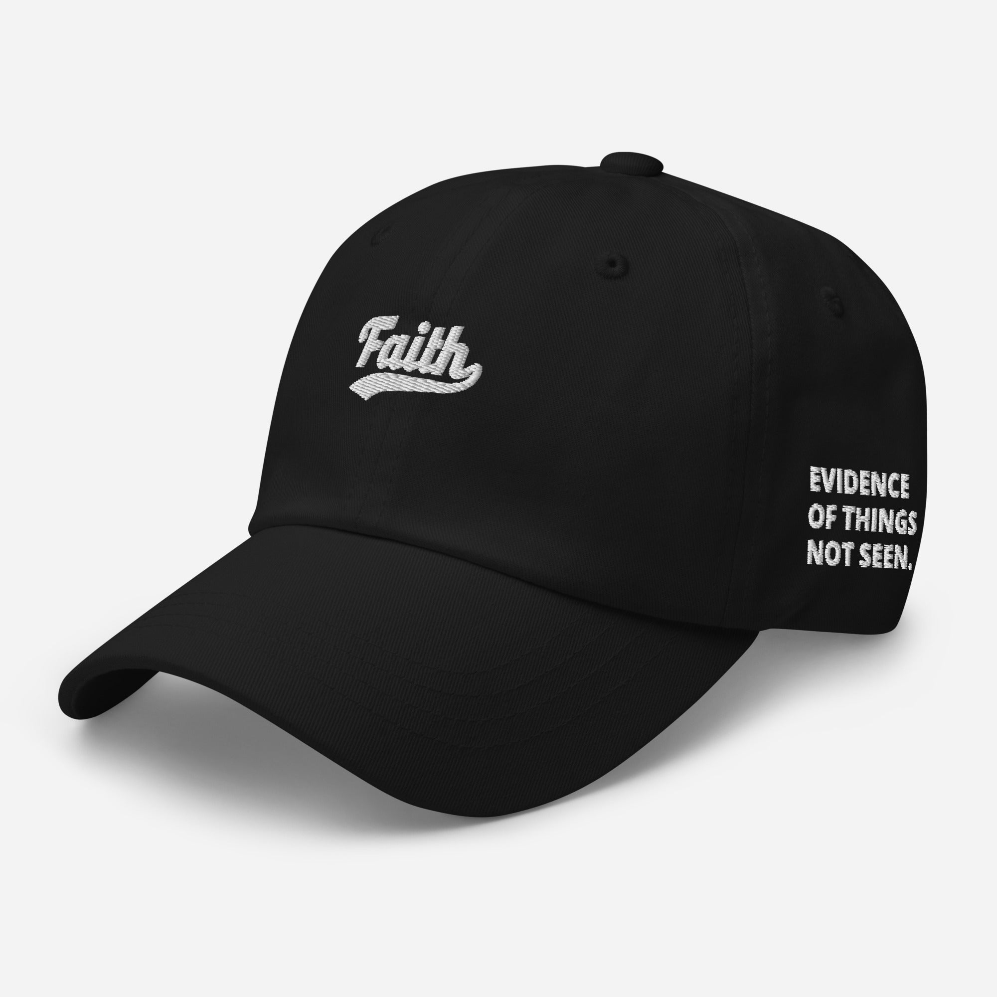 Black Faith Dad Hat - angle view