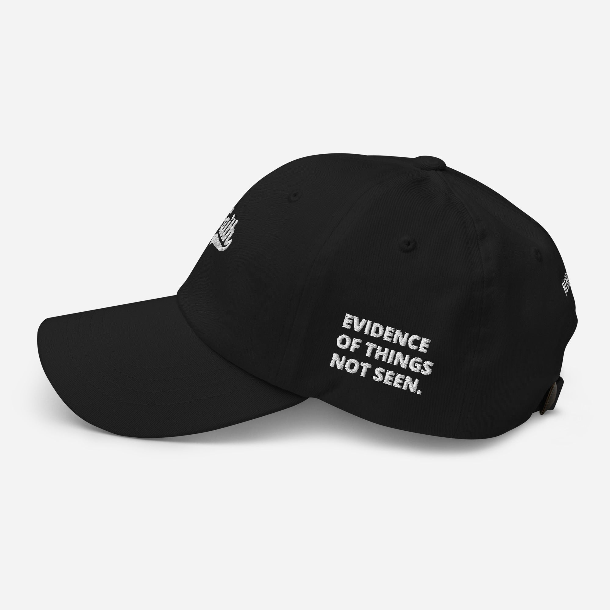 Black Faith Dad Hat - side view