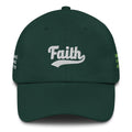Green cap with 'Faith' embroidered 