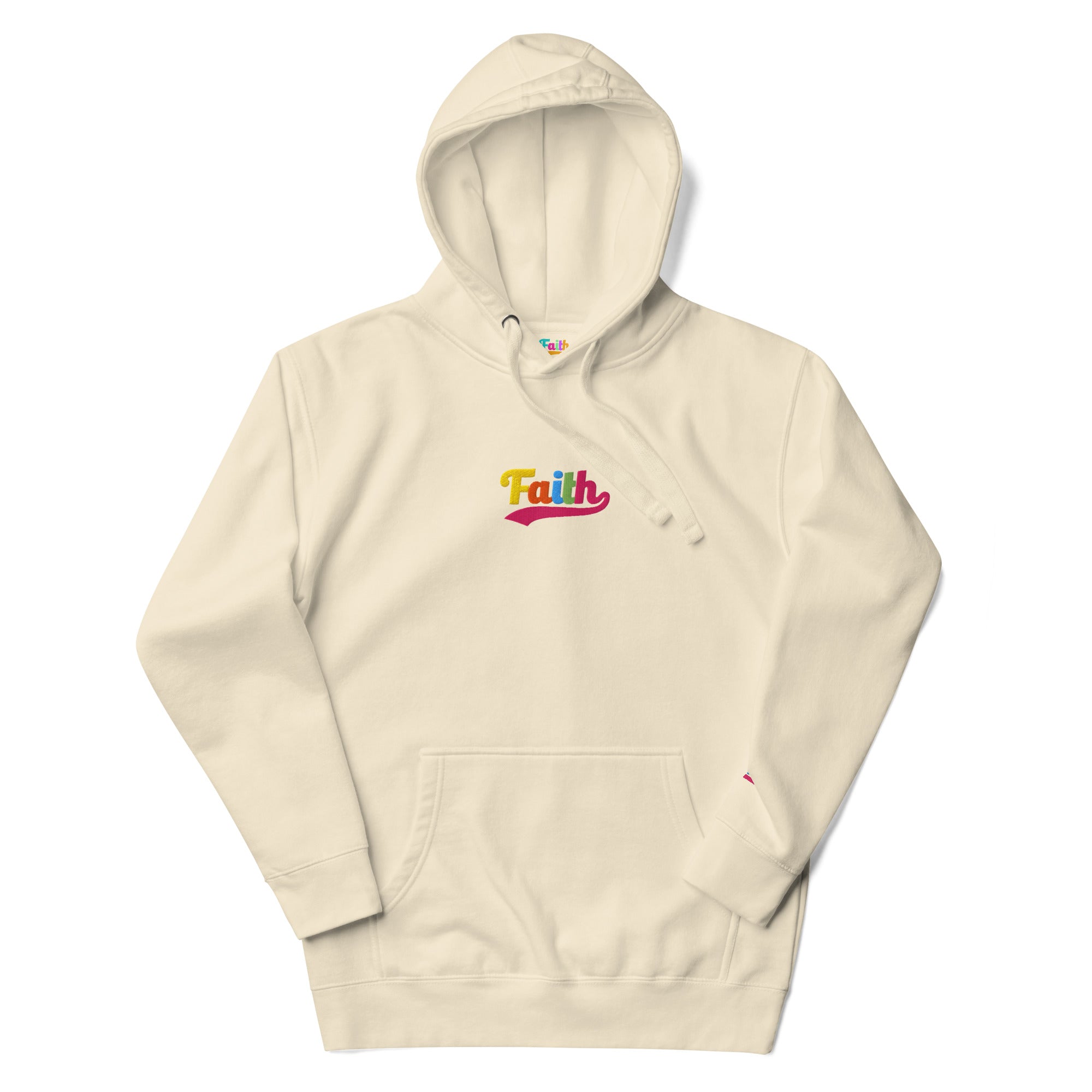Faith Hoodie – Multi-Color Stitch Beige
