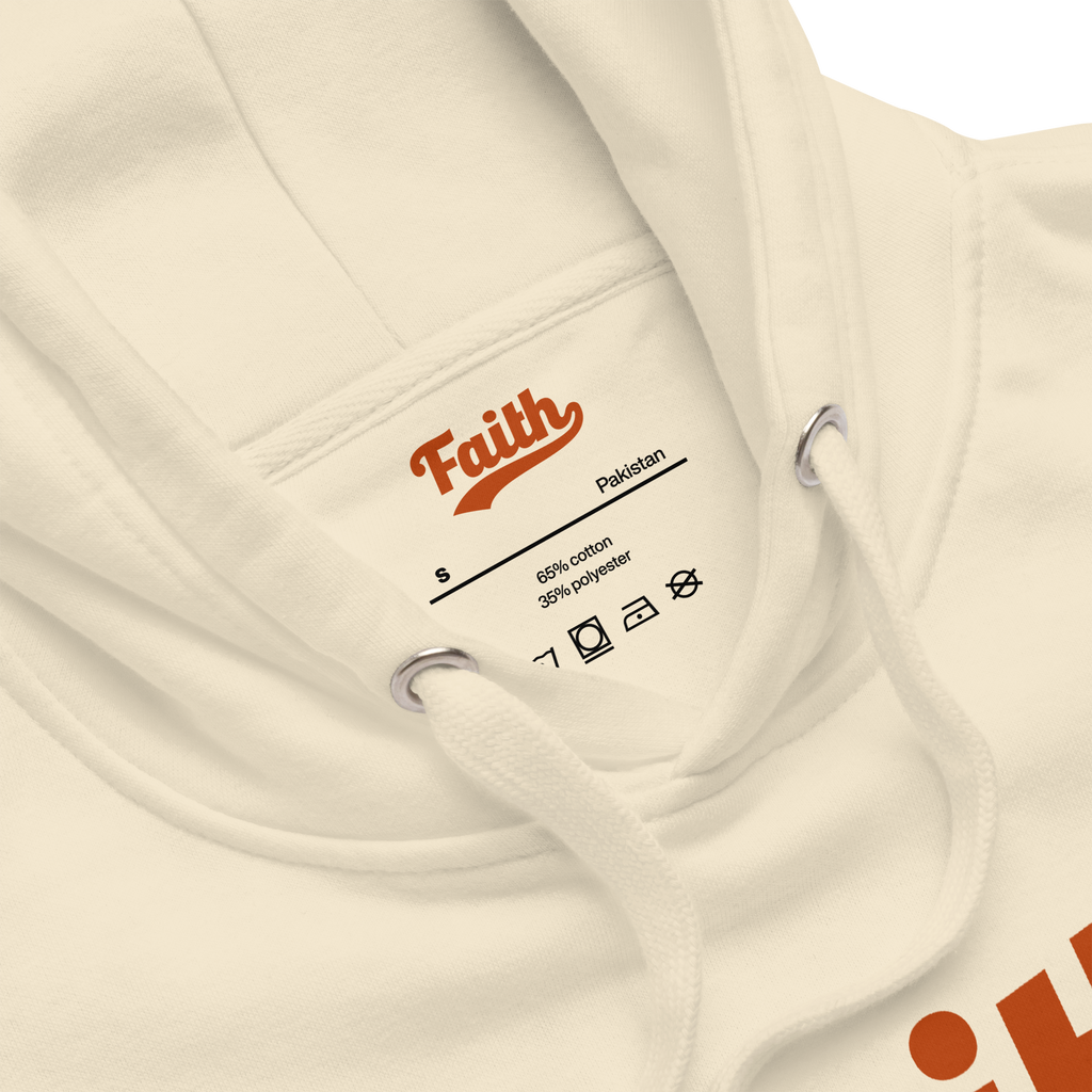 Faith Hoodie – Bone with Burnt Orange Logo