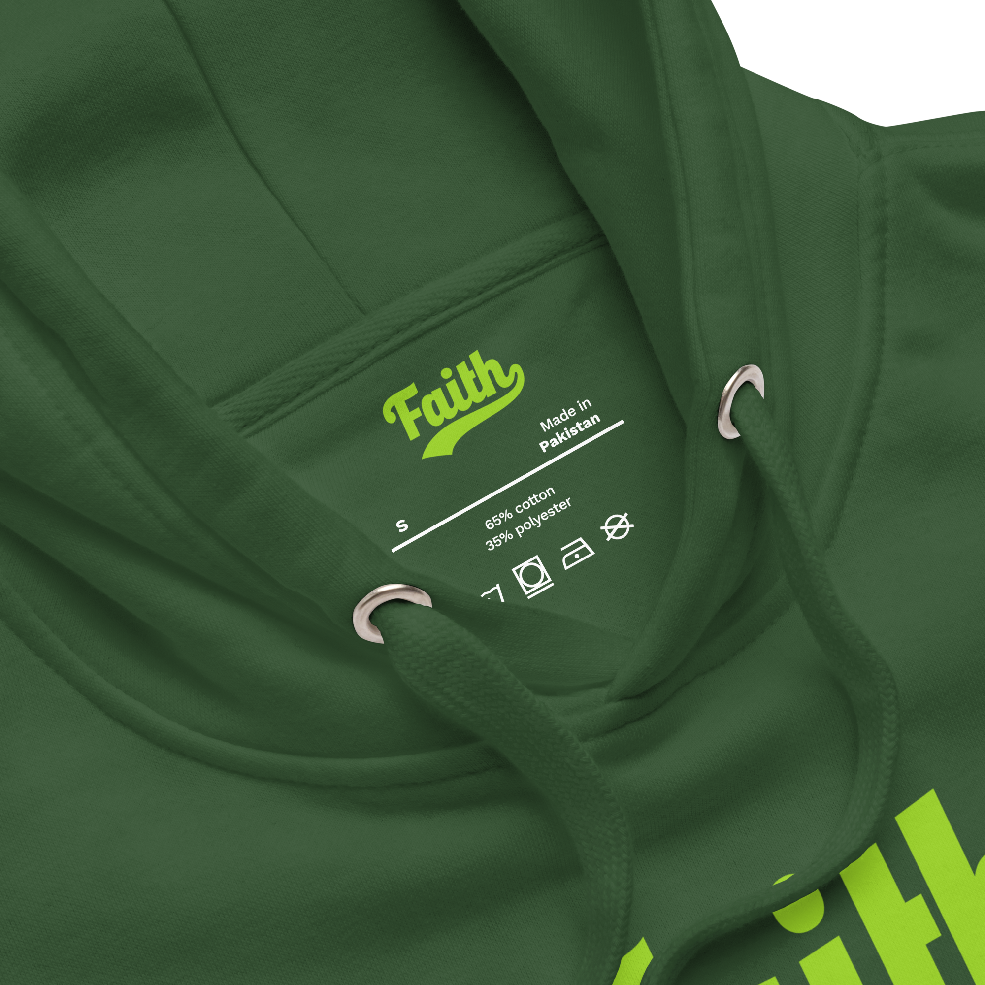 Faith Hoodie – Green with Lime Green Logo