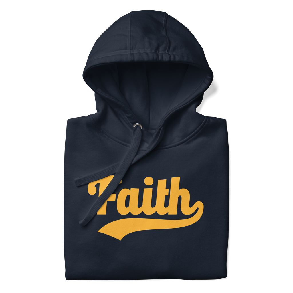 Faith Hoodie – Navy with Orange Logo
