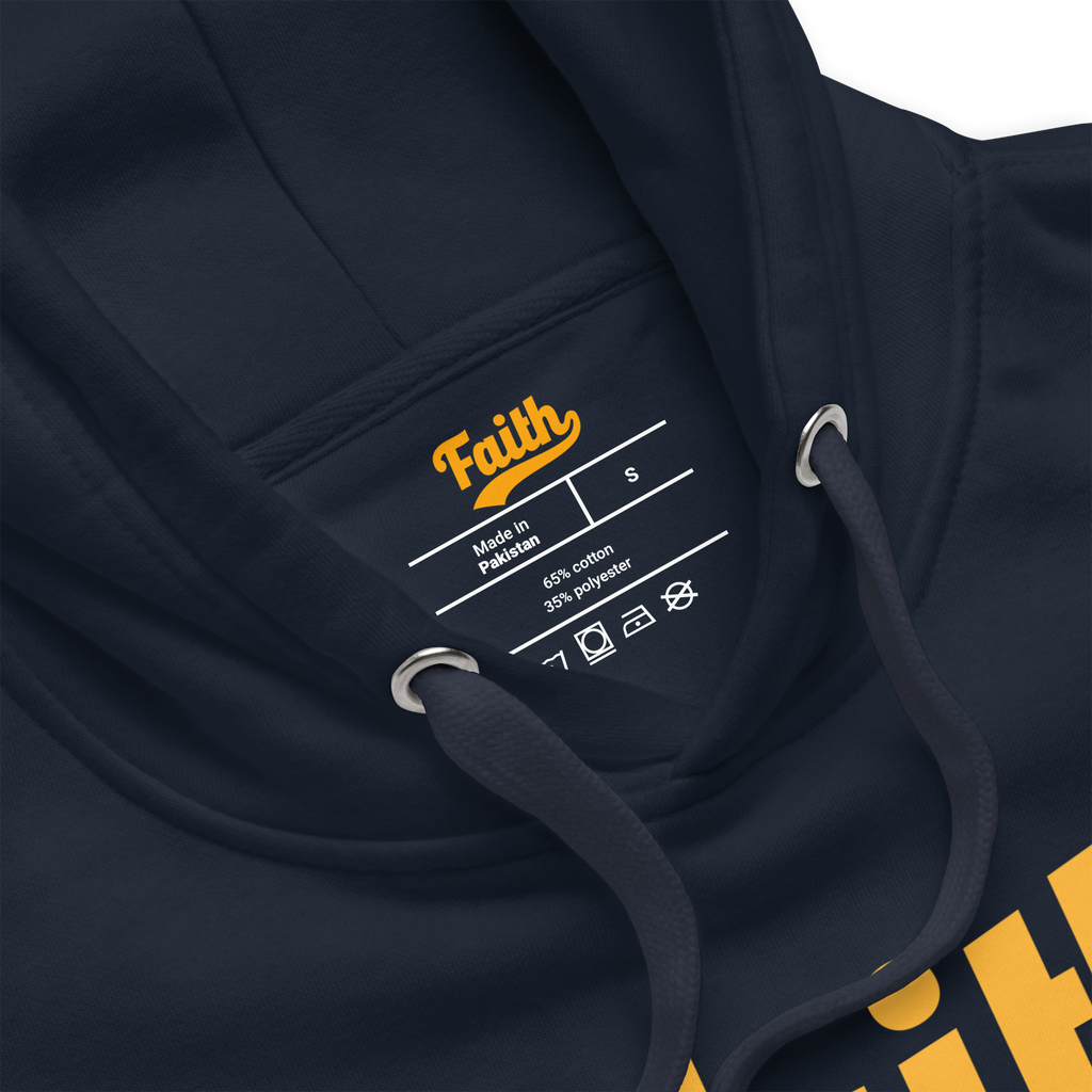 Faith Hoodie – Navy with Orange Logo